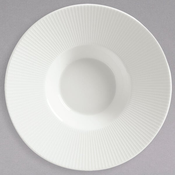 a white plate with a round center