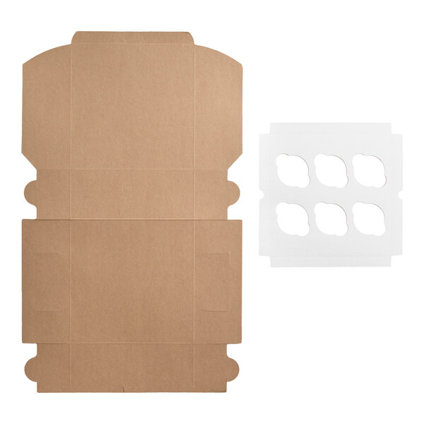 Baker's Lane 10" x 10" x 4" Kraft Cupcake / Muffin Box with 6 Slot Reversible Insert - 10/Pack
