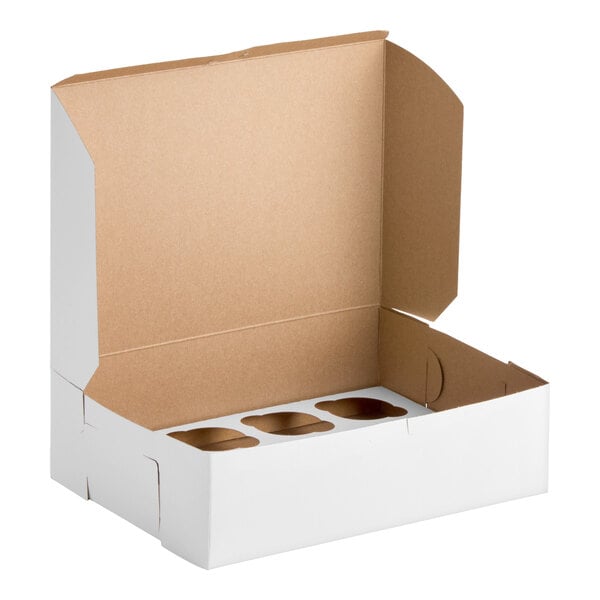 Baker's Lane 14" x 10" x 4" White Cupcake / Muffin Box with 12 Slot Reversible Insert - 10/Pack