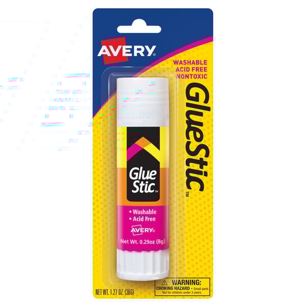 An Avery GlueStick label on a tube.