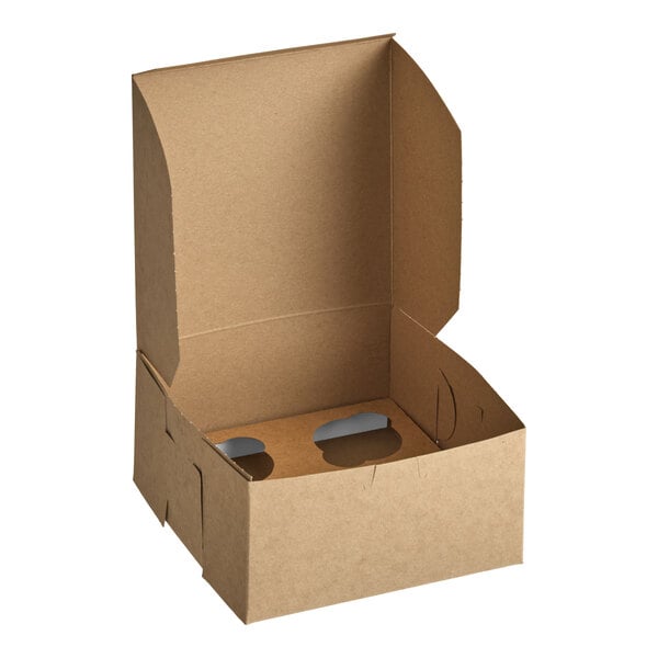 Baker's Lane 8" x 8" x 4" Kraft Cupcake / Muffin Box with 4 Slot Reversible Insert - 10/Pack