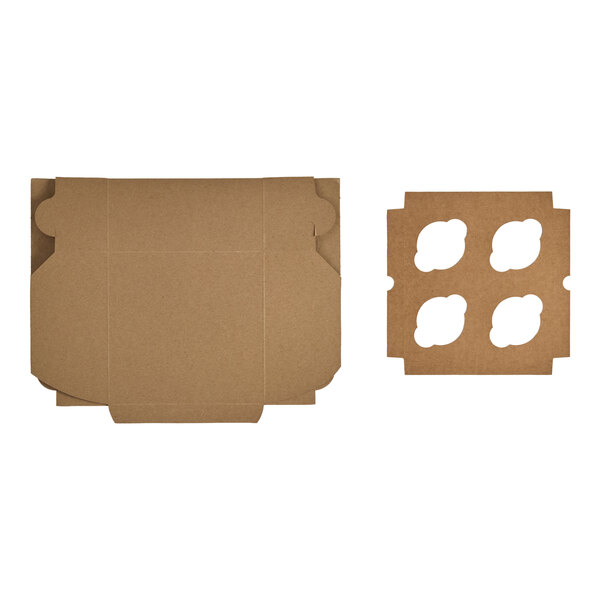Baker's Lane 8" x 8" x 4" Kraft Cupcake / Muffin Box with 4 Slot Reversible Insert - 10/Pack