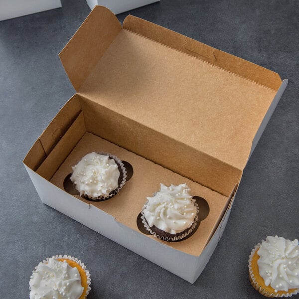 Cupcake Boxes Kraft 2 Hole with inserts Pack Of 5 