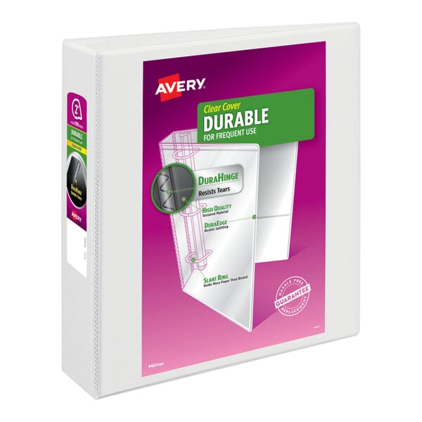 Avery® 09501 DuraHinge White View Binder with 2" Non-Locking One Touch EZD Rings