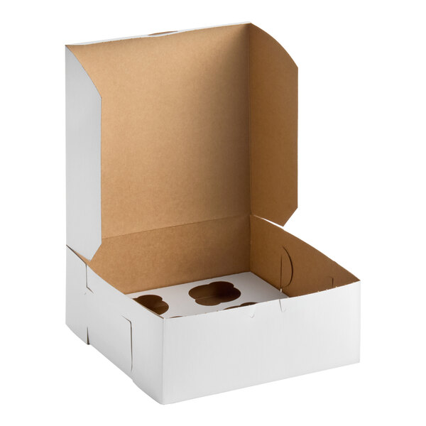 Baker's Lane 10" x 10" x 4" White Cupcake / Muffin Box with 6 Slot Reversible Insert - 10/Pack