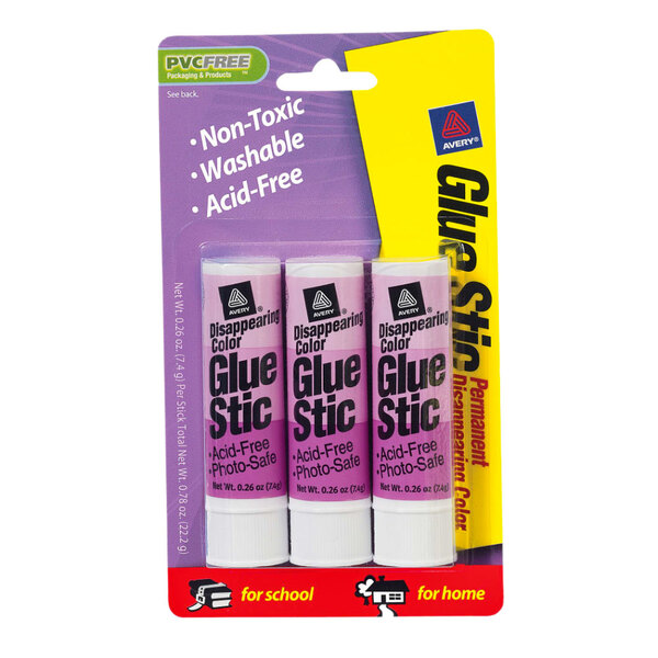 Avery 00214 Glue Stic 0.26 oz. Purple Disappearing Washable Nontoxic