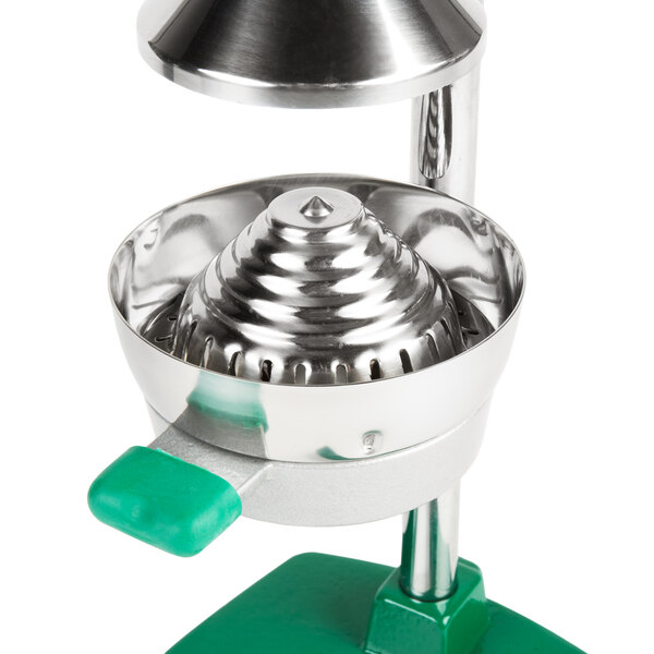 A silver metal cone for a Garde juicer.