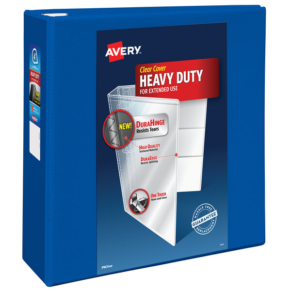 Avery heavy-duty Pacific blue binder with 4" locking One Touch EZD rings.