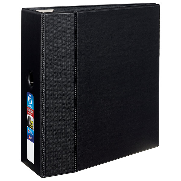 A black Avery Heavy-Duty Non-View binder with a white label on it.