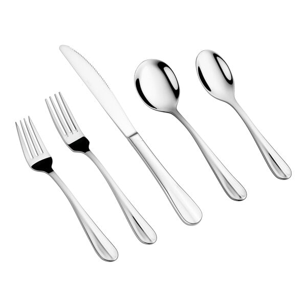 Acopa Benson 18/0 Stainless Steel Heavy Weight Flatware Set with Service for 12 - 60/Pack