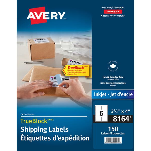 Avery 08164 TrueBlock 3 1 3 X 4 White Permanent Inkjet Shipping Label 