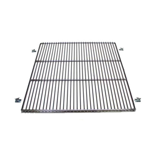 A True stainless steel wire shelf with a grid on it.