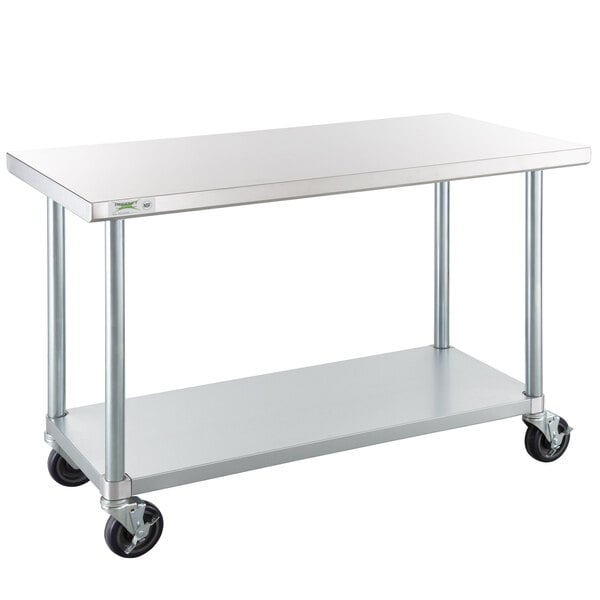 Galvanized Legs Undershelf 24Inch x 48Inch 18-size 304 Stainless Steel Commercial Work Table with 4Inch Backsplash Hospital and More. Use in Restaurant Warehouse Home and Casters Business Office School