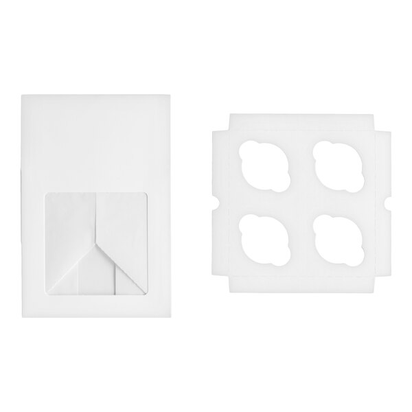 Baker's Lane 8" x 8" x 4" White Auto-Popup Window Cupcake / Muffin Box with 4 Slot Reversible Insert - 10/Pack