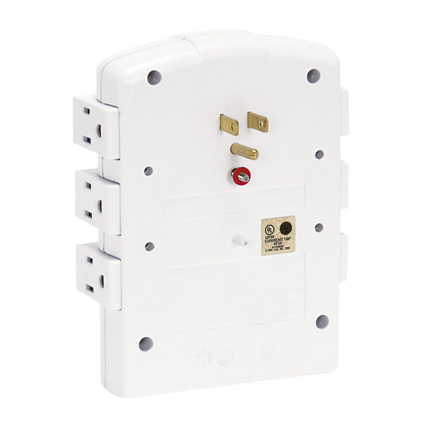 A white Innovera swivel plug surge protector with six outlets and two plugs.