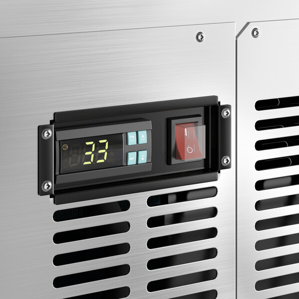 An Avantco stainless steel deli case with a digital display.