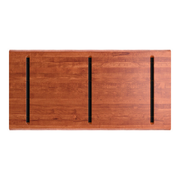Lancaster Table & Seating Industrial 30" x 60" Rectangular Solid Wood Live Edge Table Top with Rustic Mahogany Finish