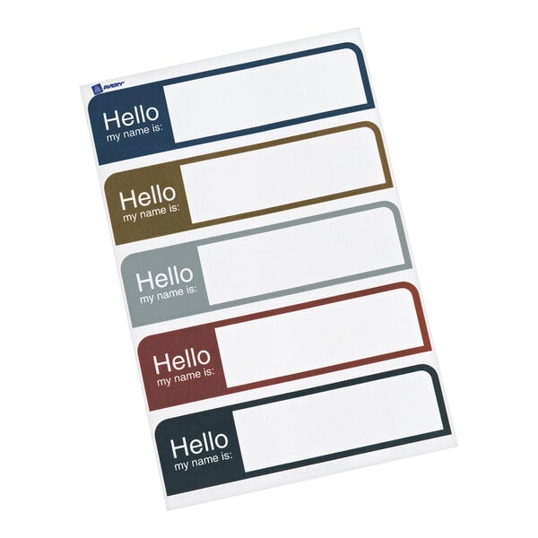 Avery® 05154 1" x 3 3/4" Assorted Matte Color Removable Flexible Adhesive Printable Name Badge Label - 100/Pack