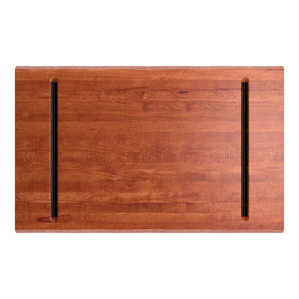 Lancaster Table & Seating Industrial 30" x 48" Rectangular Solid Wood Live Edge Table Top with Rustic Mahogany Finish