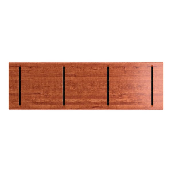 Lancaster Table & Seating Industrial 30" x 96" Rectangular Solid Wood Live Edge Table Top with Rustic Mahogany Finish