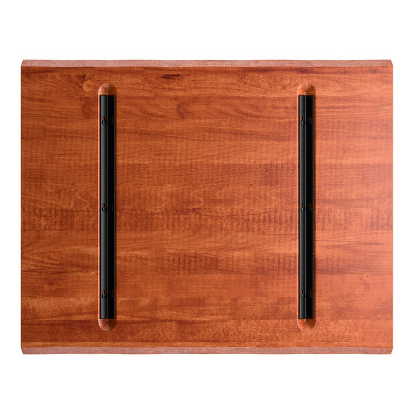 Lancaster Table & Seating Industrial 24" x 30" Rectangular Solid Wood Live Edge Table Top with Rustic Mahogany Finish