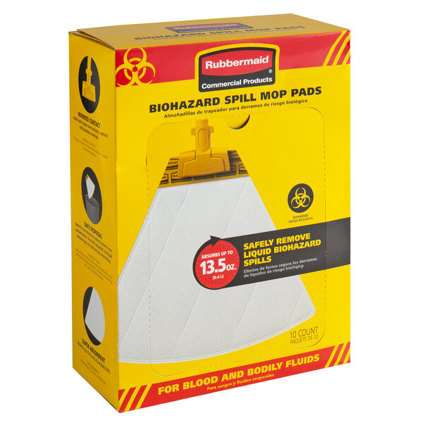 Biohazard Spill Mop Pads, White, 10/Box