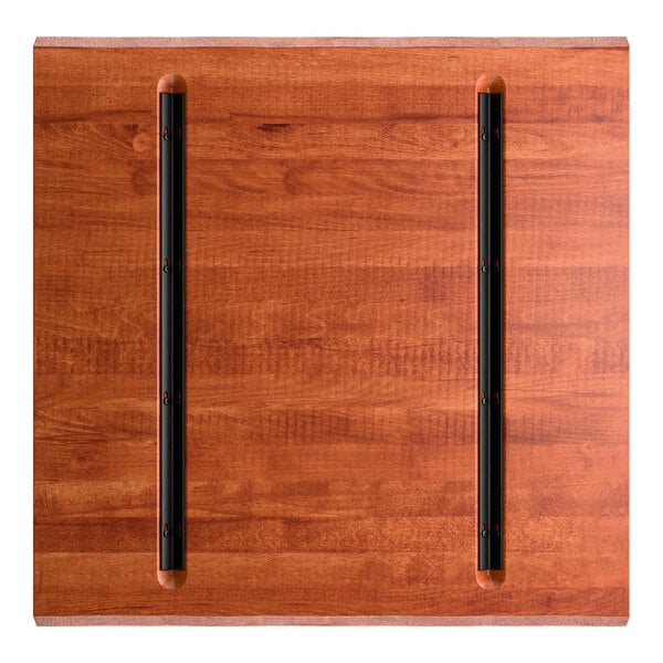 Lancaster Table & Seating Industrial 30" Square Solid Wood Live Edge Table Top with Rustic Mahogany Finish
