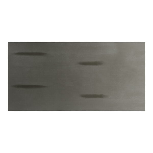 A rectangular Lancaster Table & Seating solid wood table top with a live edge and slate gray finish.