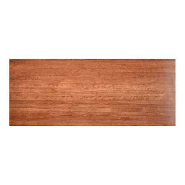 A Lancaster Table & Seating solid wood rectangular table top with a rustic mahogany finish.