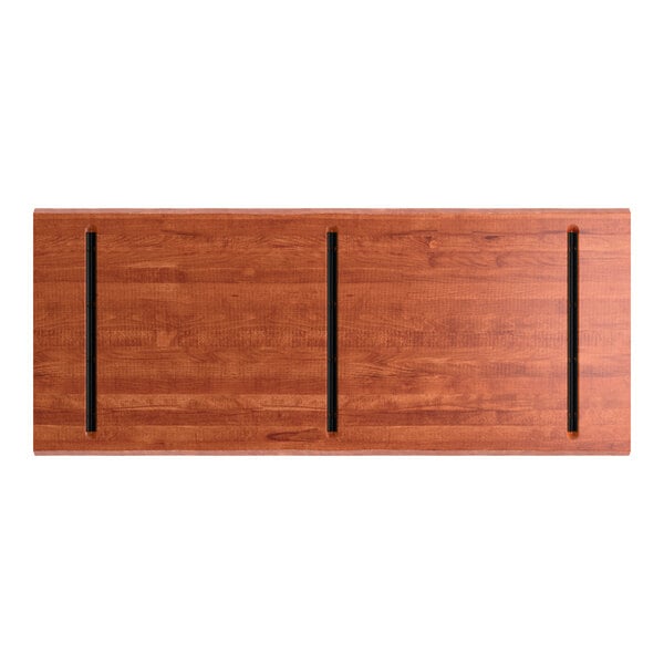 Lancaster Table & Seating Industrial 30" x 72" Rectangular Solid Wood Live Edge Table Top with Rustic Mahogany Finish