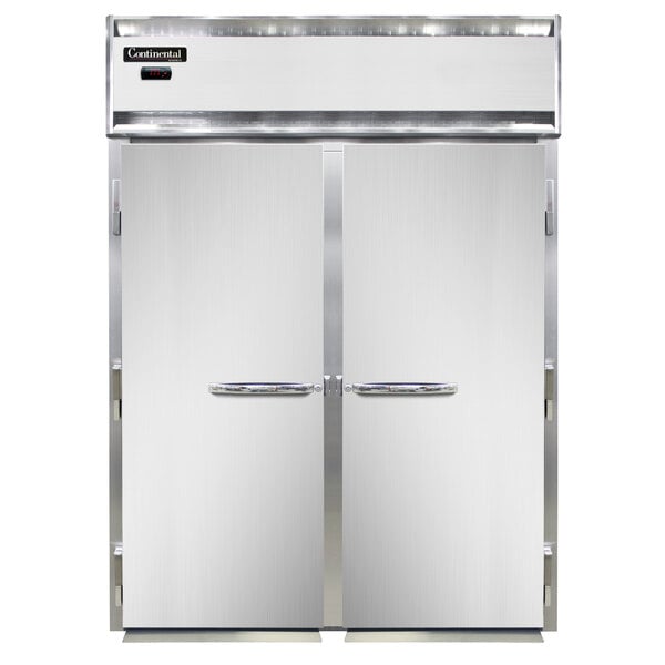 A large double door Continental holding cabinet with metal handles.