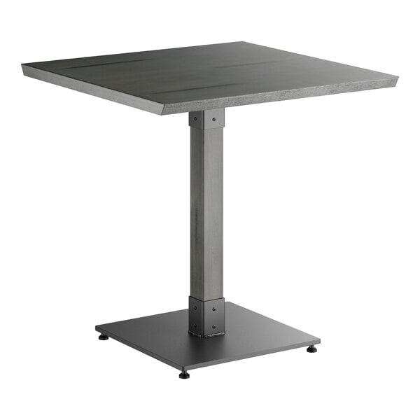 Lancaster Table & Seating Industrial 30" Square Solid Wood Live Edge Standard Height Table with Slate Gray Finish