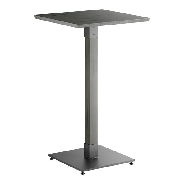Lancaster Table & Seating Industrial 24" Square Solid Wood Live Edge Bar Height Table with Slate Gray Finish