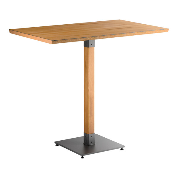 Lancaster Table & Seating Industrial 30" x 48" Rectangular Solid Wood Live Edge Bar Height Table with Honey Maple Finish