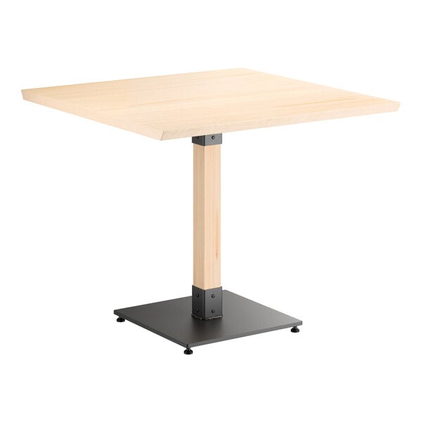 Lancaster Table & Seating Industrial 36" Square Solid Wood Live Edge Standard Height Table with Bleached Oak Finish