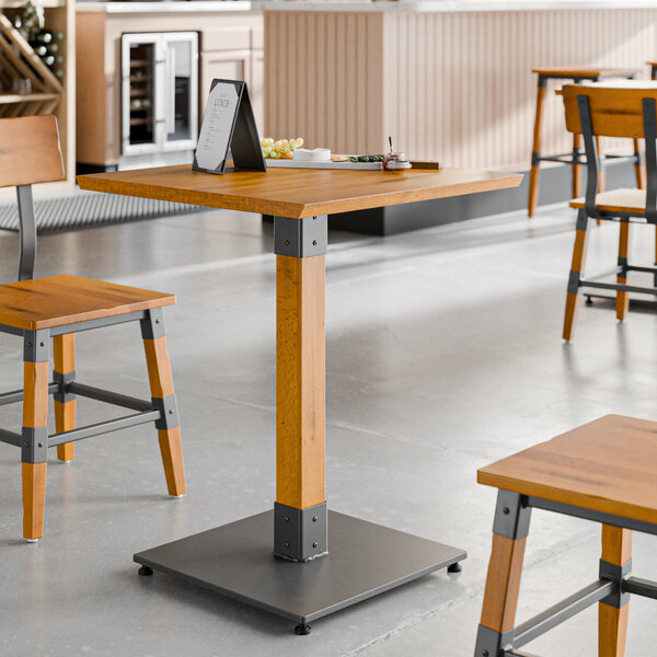 Lancaster Table & Seating Industrial 24" x 24" Solid Wood Live Edge Table with Honey Maple Finish