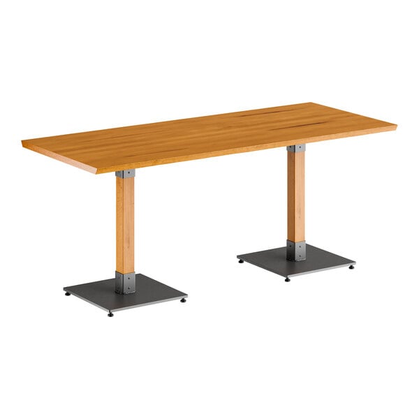 Lancaster Table & Seating Industrial 30" x 72" Solid Wood Live Edge Standard Height Table with Honey Maple Finish