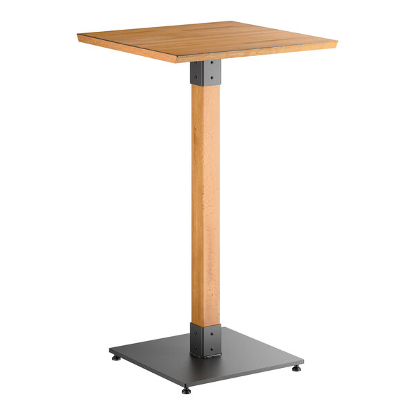 Lancaster Table & Seating Industrial 24" Square Solid Wood Live Edge Bar Height Table with Honey Maple Finish