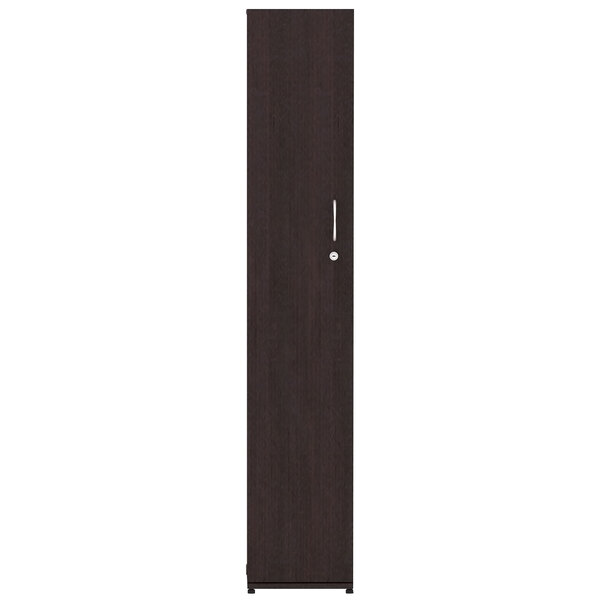 An Alera Valencia Series espresso wardrobe cabinet with a door.