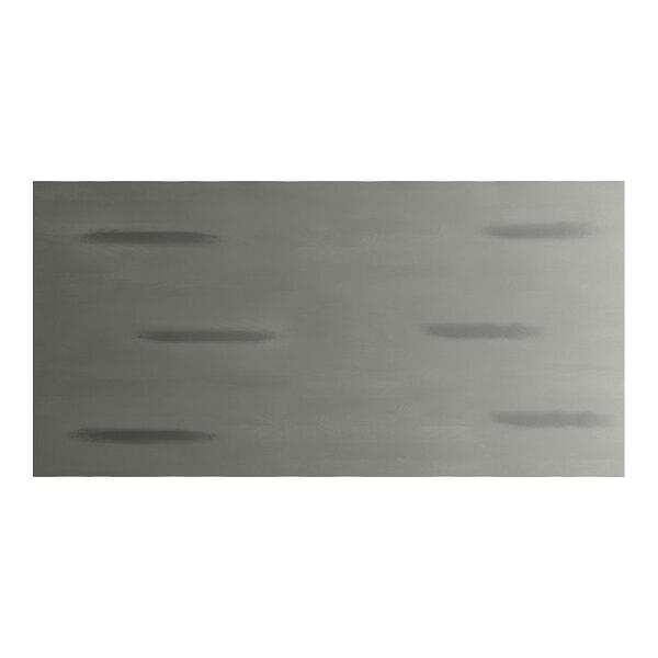 A rectangular solid wood table with a live edge and a slate gray finish.