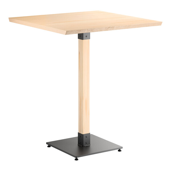 Lancaster Table & Seating Industrial 36" Square Solid Wood Live Edge Bar Height Table with Bleached Oak Finish