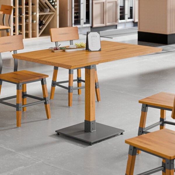 Lancaster Table & Seating Industrial 30" x 48" Solid Wood Live Edge Table with Honey Maple Finish