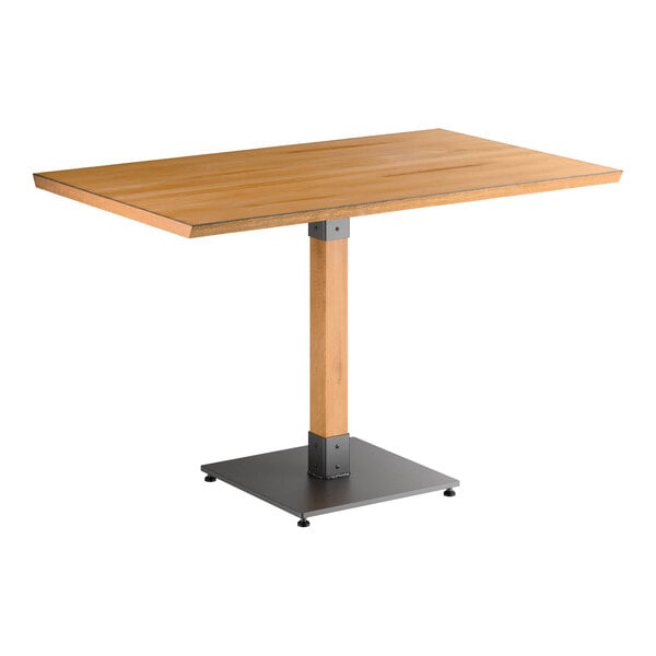 Lancaster Table & Seating Industrial 30" x 48" Rectangular Solid Wood Live Edge Standard Height Table with Honey Maple Finish