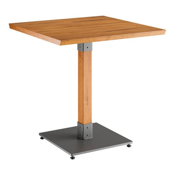 Lancaster Table & Seating Industrial 30" x 30" Solid Wood Live Edge Standard Height Table with Honey Maple Finish