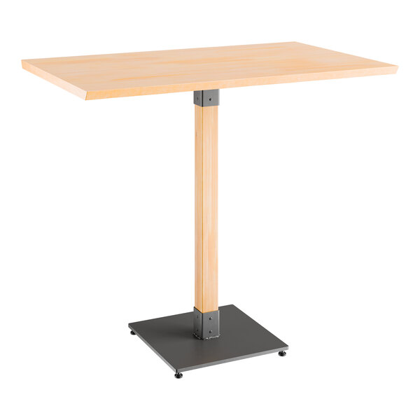 Lancaster Table & Seating Industrial 30" x 48" Solid Wood Live Edge Bar Height Table with Bleached Oak Finish