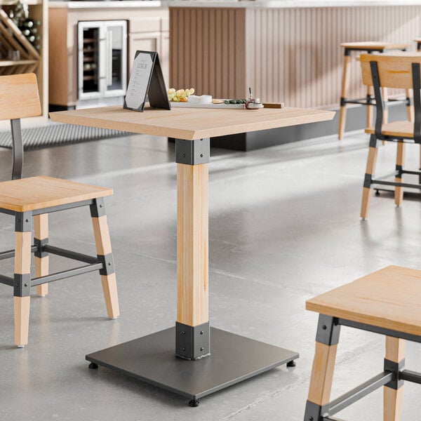 Lancaster Table & Seating Industrial 24" x 24" Solid Wood Live Edge Table with Bleached Oak Finish