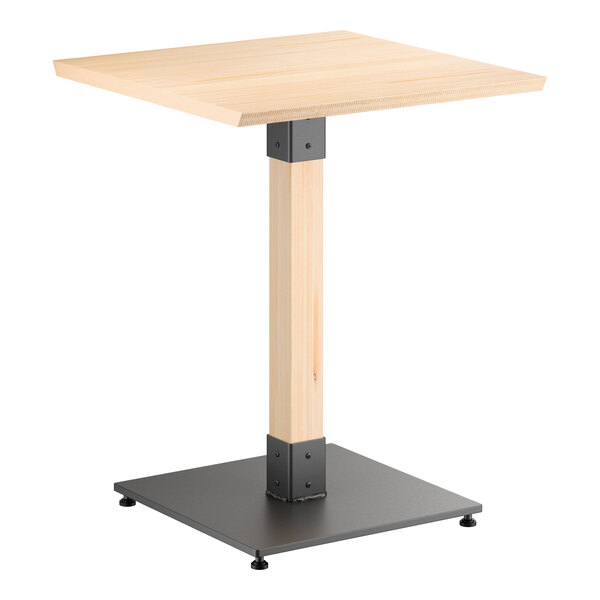 Lancaster Table & Seating Industrial 24" Square Solid Wood Live Edge Standard Height Table with Bleached Oak Finish