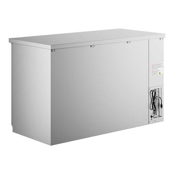 A white rectangular Avantco back bar refrigerator with a black handle.