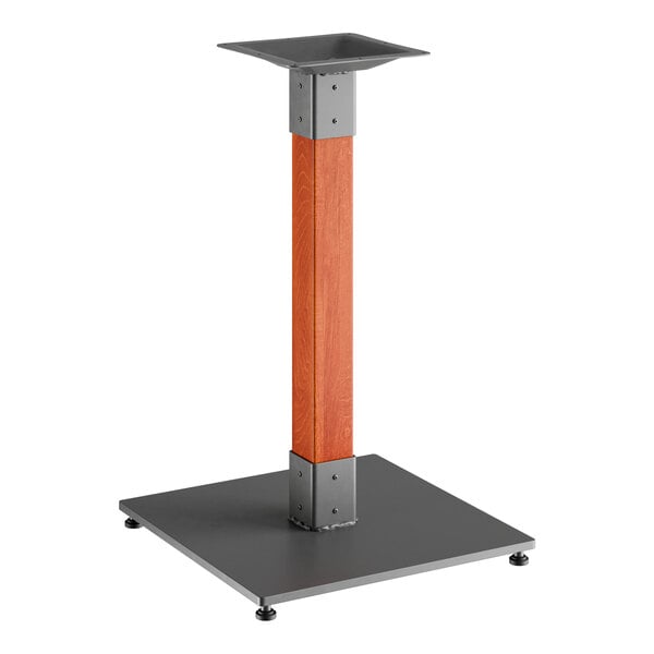 A Lancaster Table & Seating table base with a metal and wood stand.