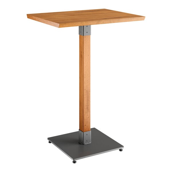 Lancaster Table & Seating Industrial 24" x 30" Solid Wood Live Edge Bar Height Table with Honey Maple Finish